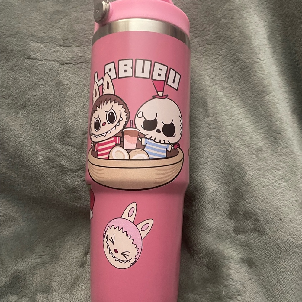 Pink Labubu Character Metal Tumbler